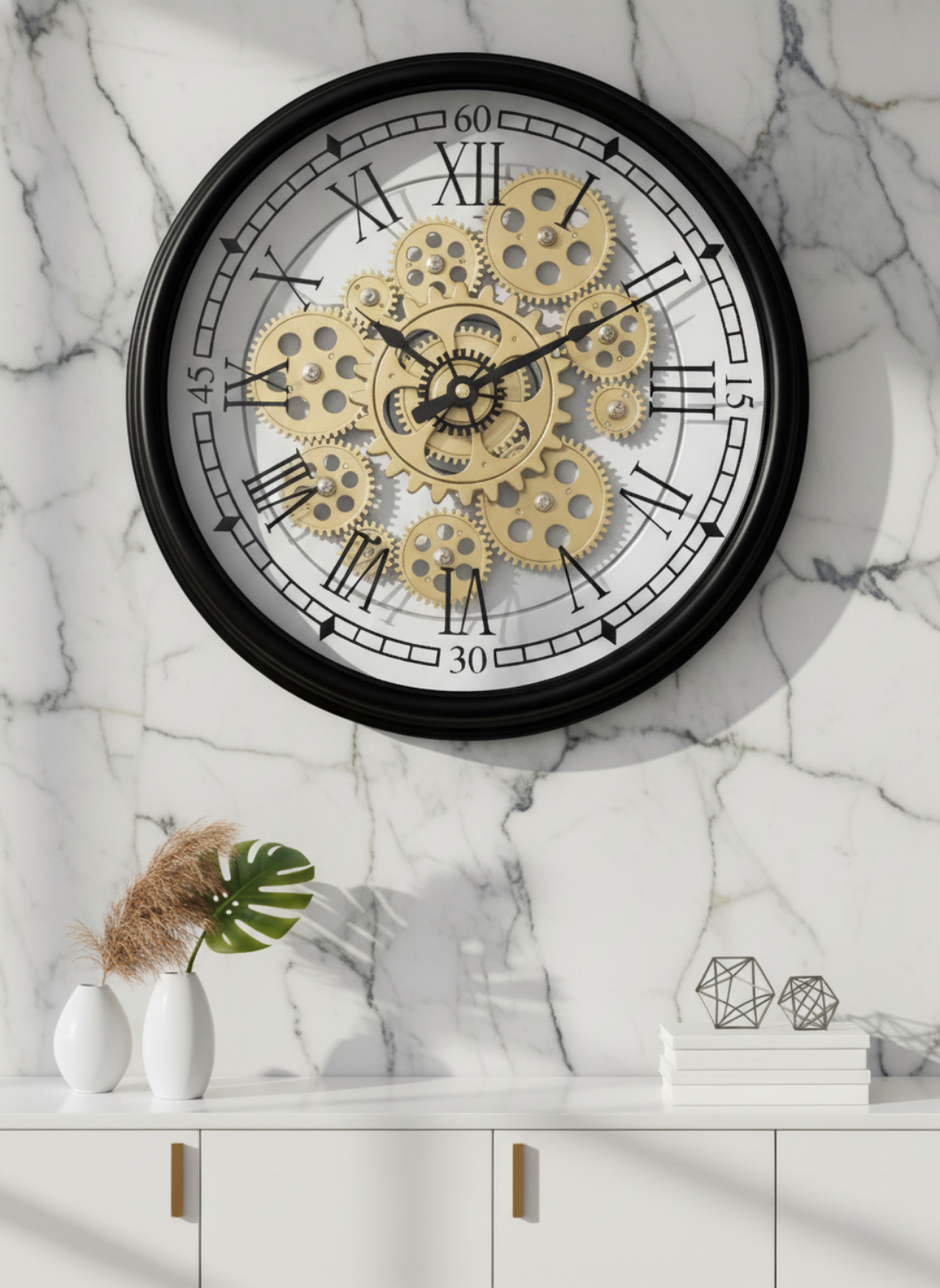 Modern Elite Luxury Designer Wall Clock For Living Room With Moving Gear Mechanism Buy Wall Clock Online