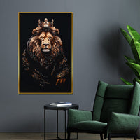 Royal Lion King Crystal Glass Framed Masterpiece