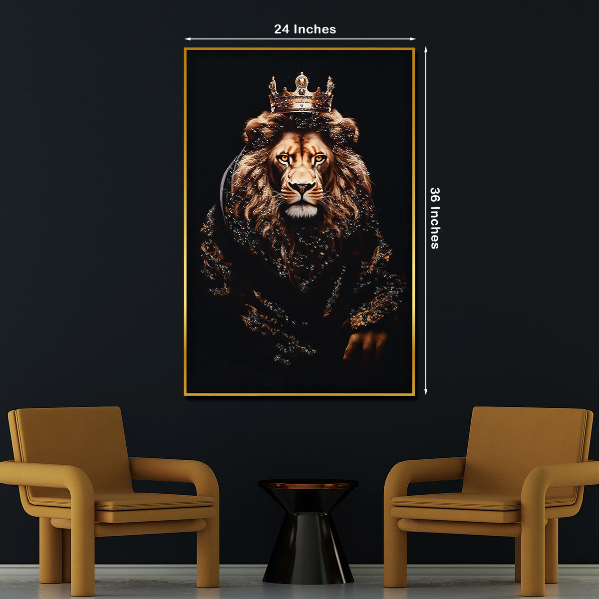 Royal Lion King Crystal Glass Framed Masterpiece