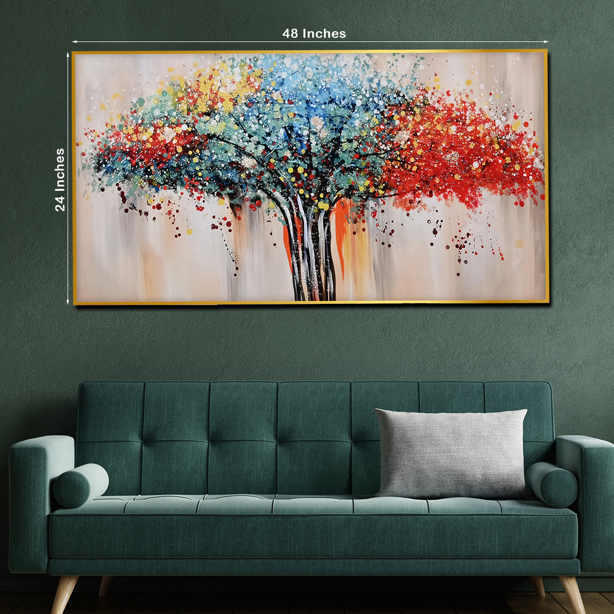 Vibrant Tree of Life Crystal Glass Painting in Multicolour Design