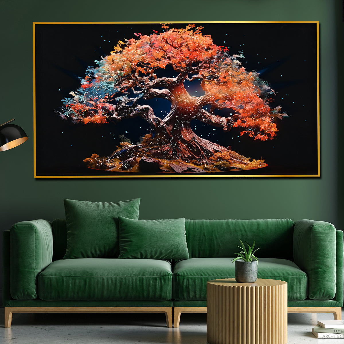 Tree of Heaven Framed Crystal Glass Painting