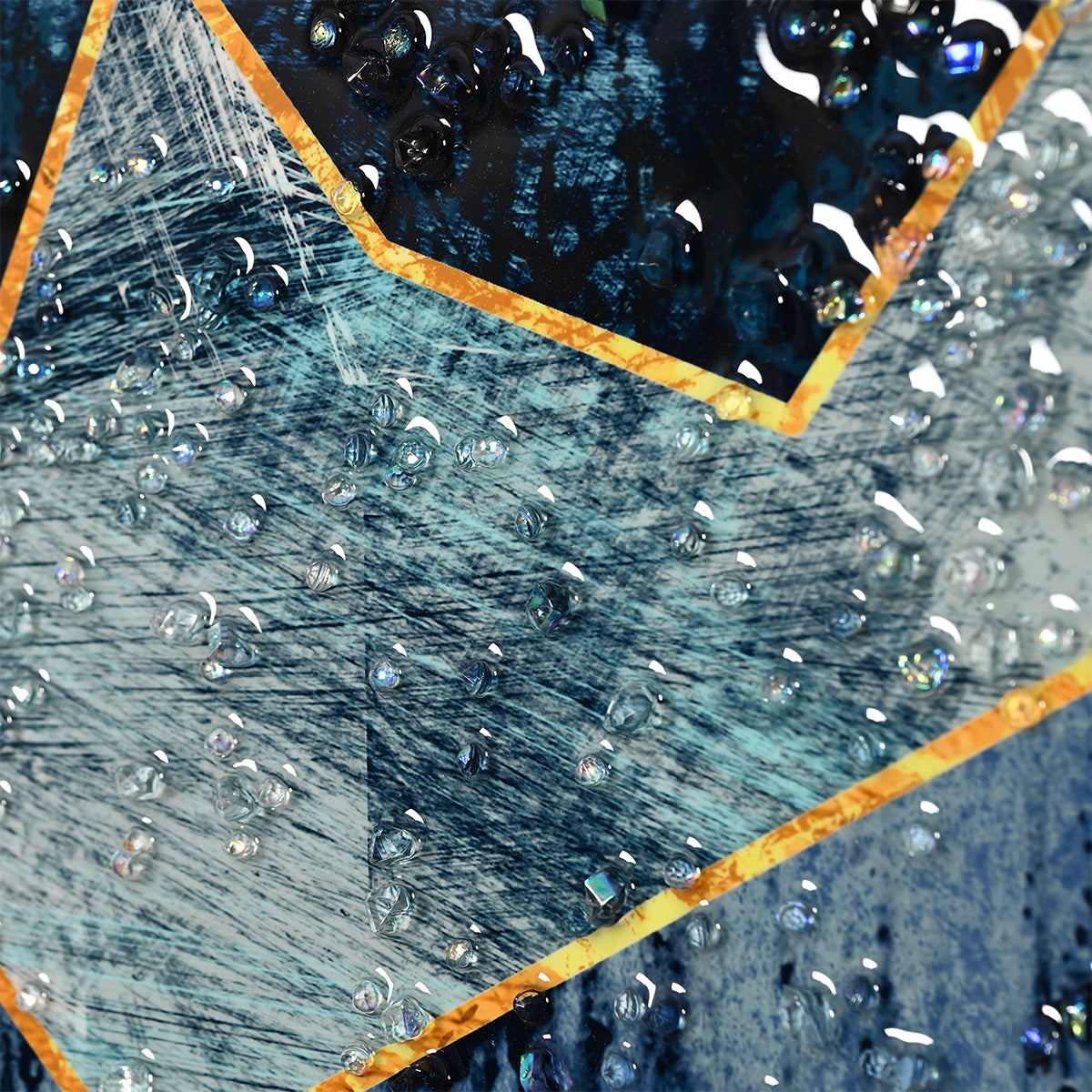 Golden Horizon Crystal Glass Painting – Abstract Mountain Wall Art (Set of 3)