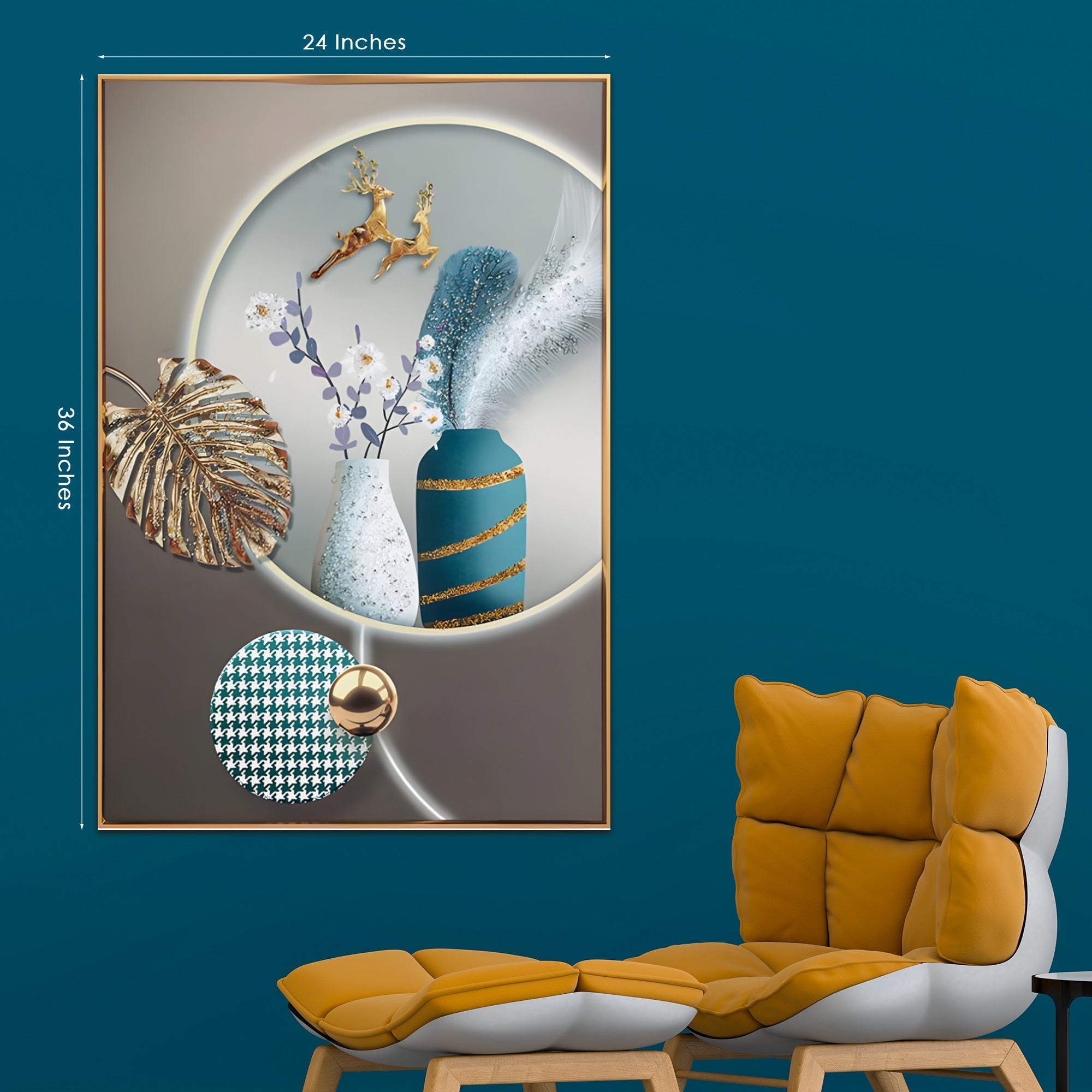 Celestial Vessels – Sculpted in Gold and Teal Crystal Glass Painting