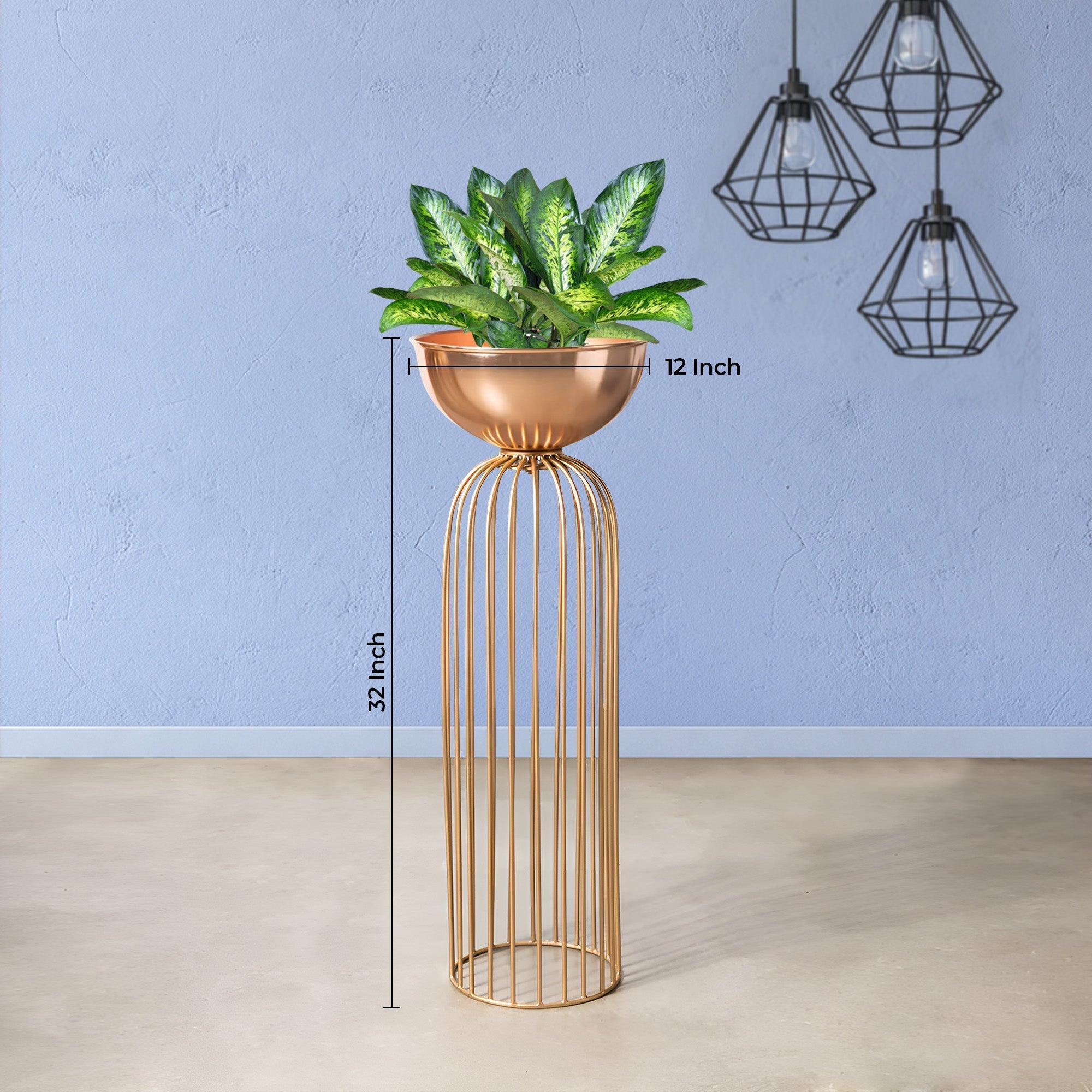 Urban Zen Gold Stand & Rose Gold Pot - Large Size Planter