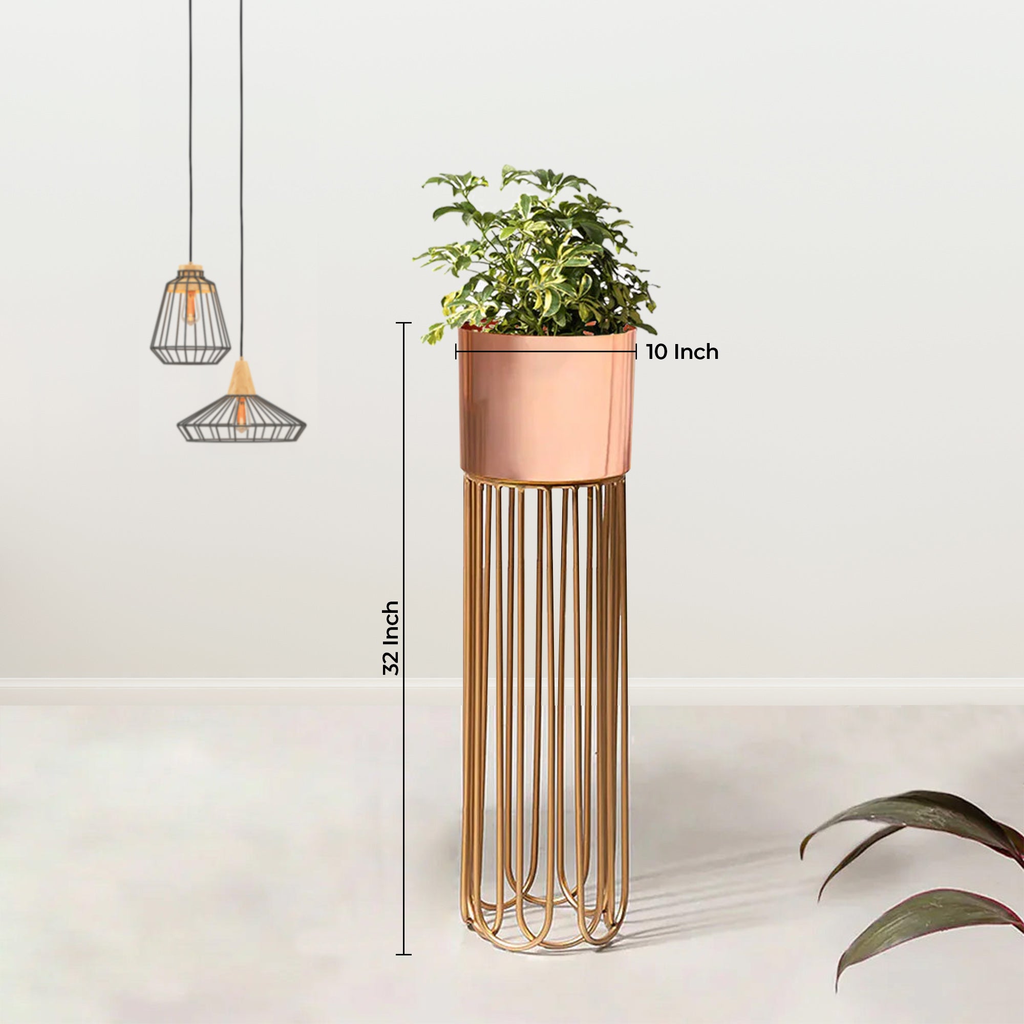 Artisan Arboretum Gold Stand & Rose Gold Pot - Large Size Planter