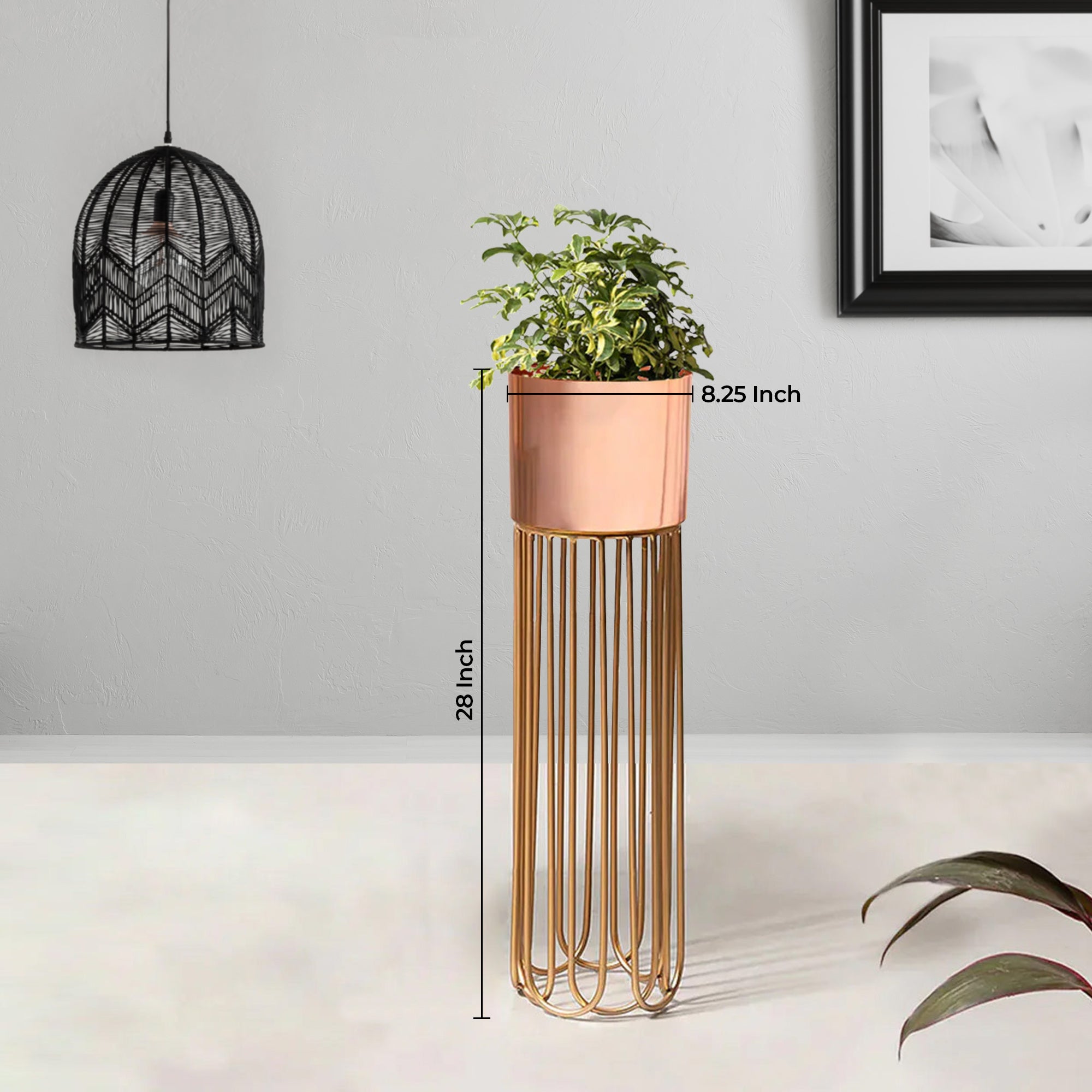 Artisan Arboretum Gold Stand & Rose Gold Pot - Medium Size Planter