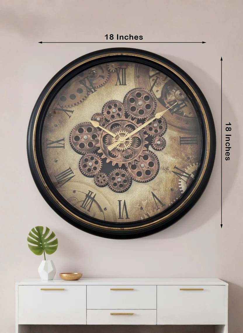 The Pride Time Luxury Designer Wall Clock For Living Room With Moving Gear Mechanism Buy Wall Clock Online