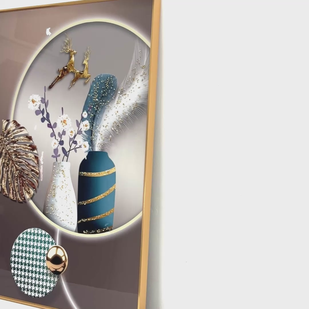 Celestial Vessels – Sculpted in Gold and Teal Crystal Glass Painting