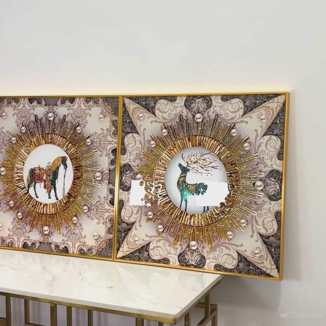 Royal Animal Trio Wall Art – Traditional Boho Luxe Design