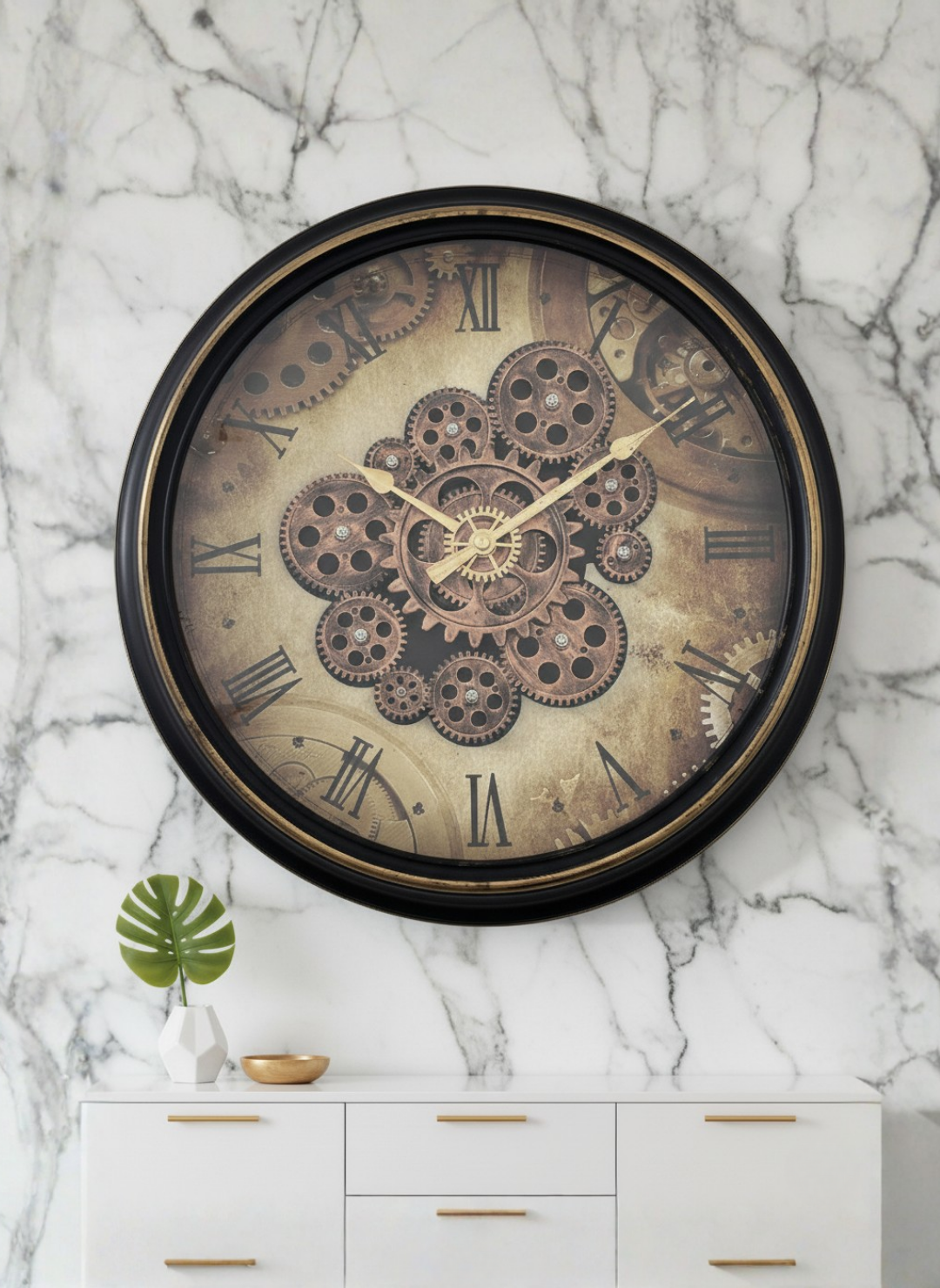 The Pride Time Luxury Designer Wall Clock For Living Room With Moving Gear Mechanism Buy Wall Clock Online