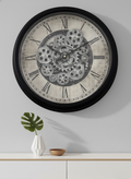 The Elegant Time Luxury Designer Wall Clock For Living Room With Moving Gear Mechanism Buy Wall Clock Online