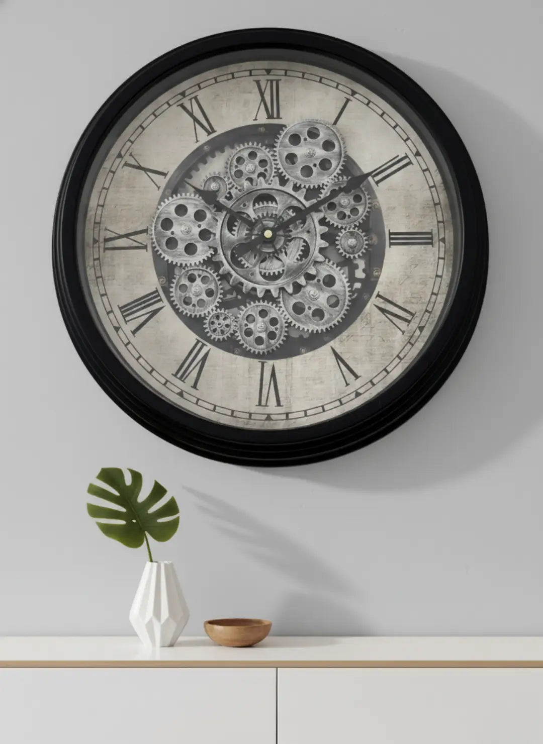 Modern Industrial Moving Gear Wall Clock