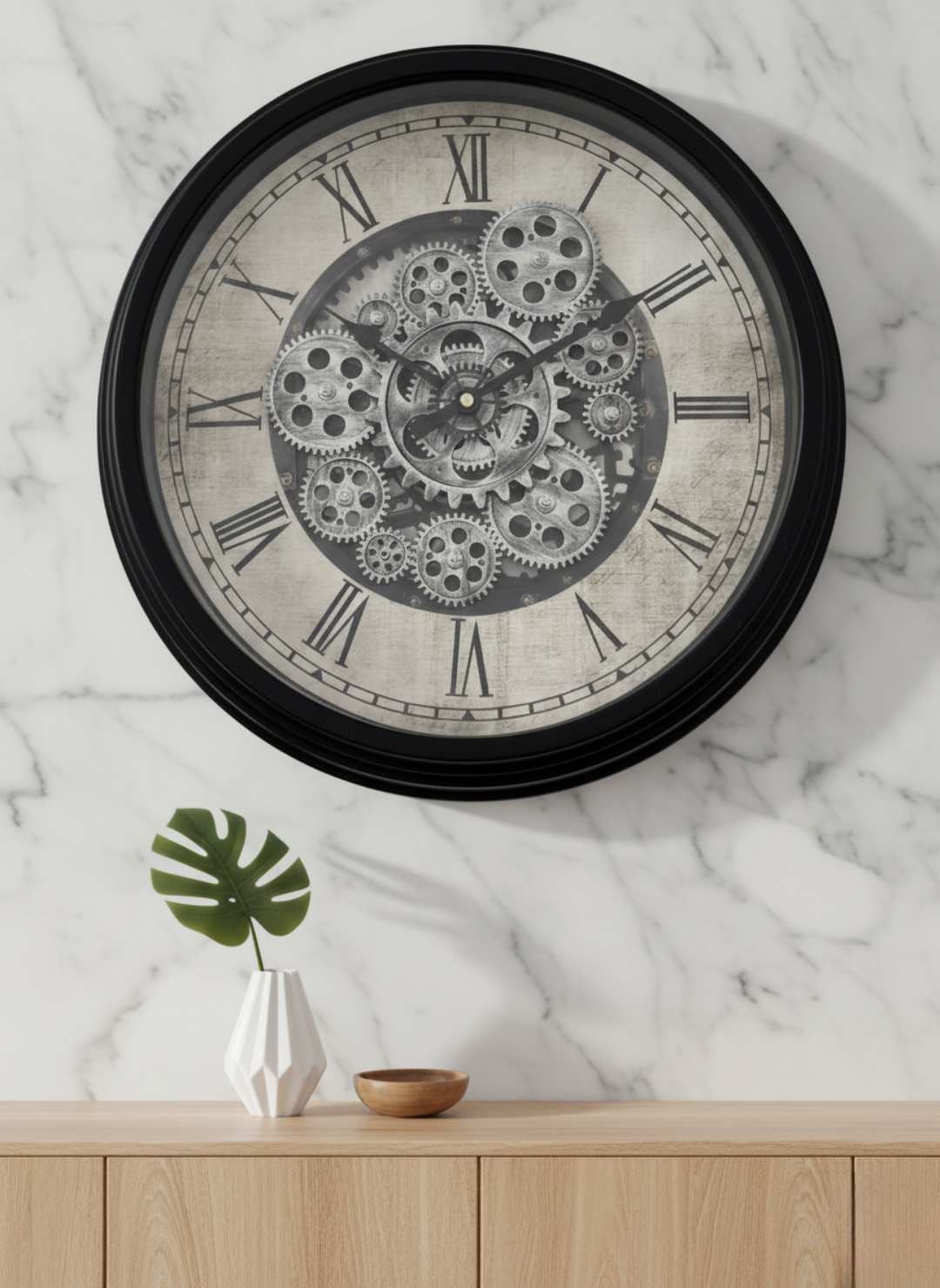 The Elegant Time Luxury Designer Wall Clock For Living Room With Moving Gear Mechanism Buy Wall Clock Online
