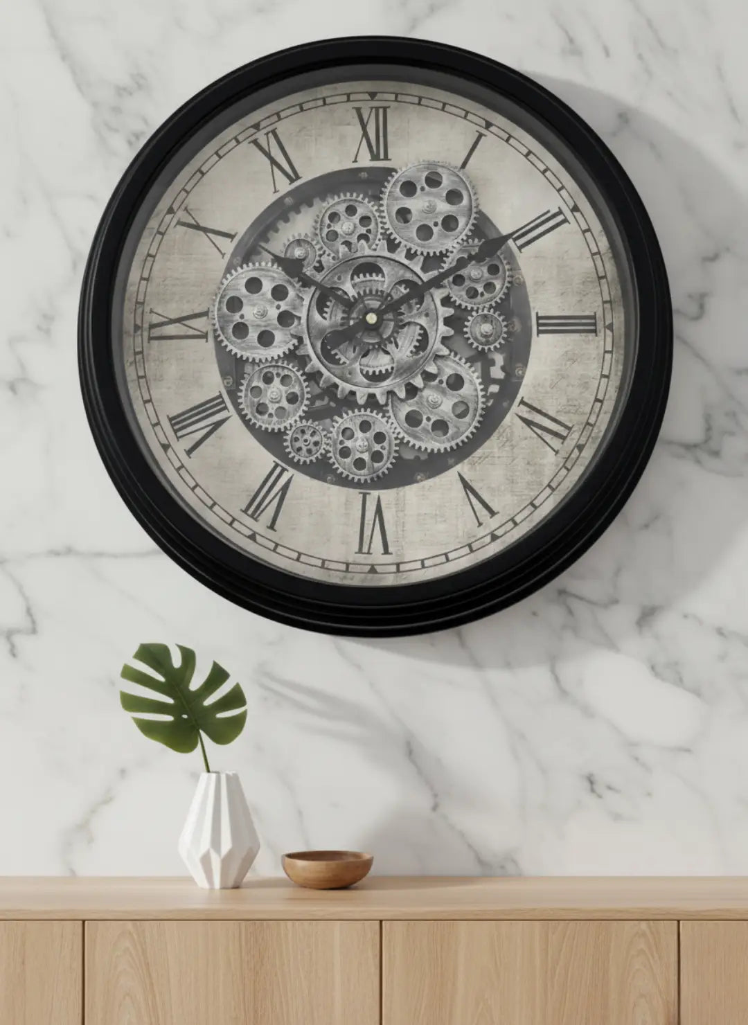 Modern Industrial Moving Gear Wall Clock