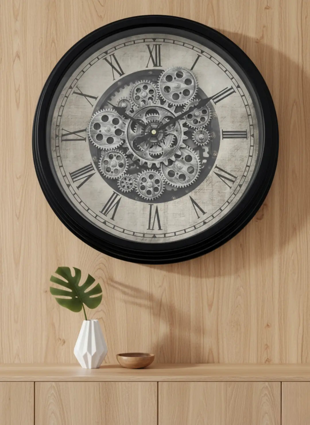 Modern Industrial Moving Gear Wall Clock