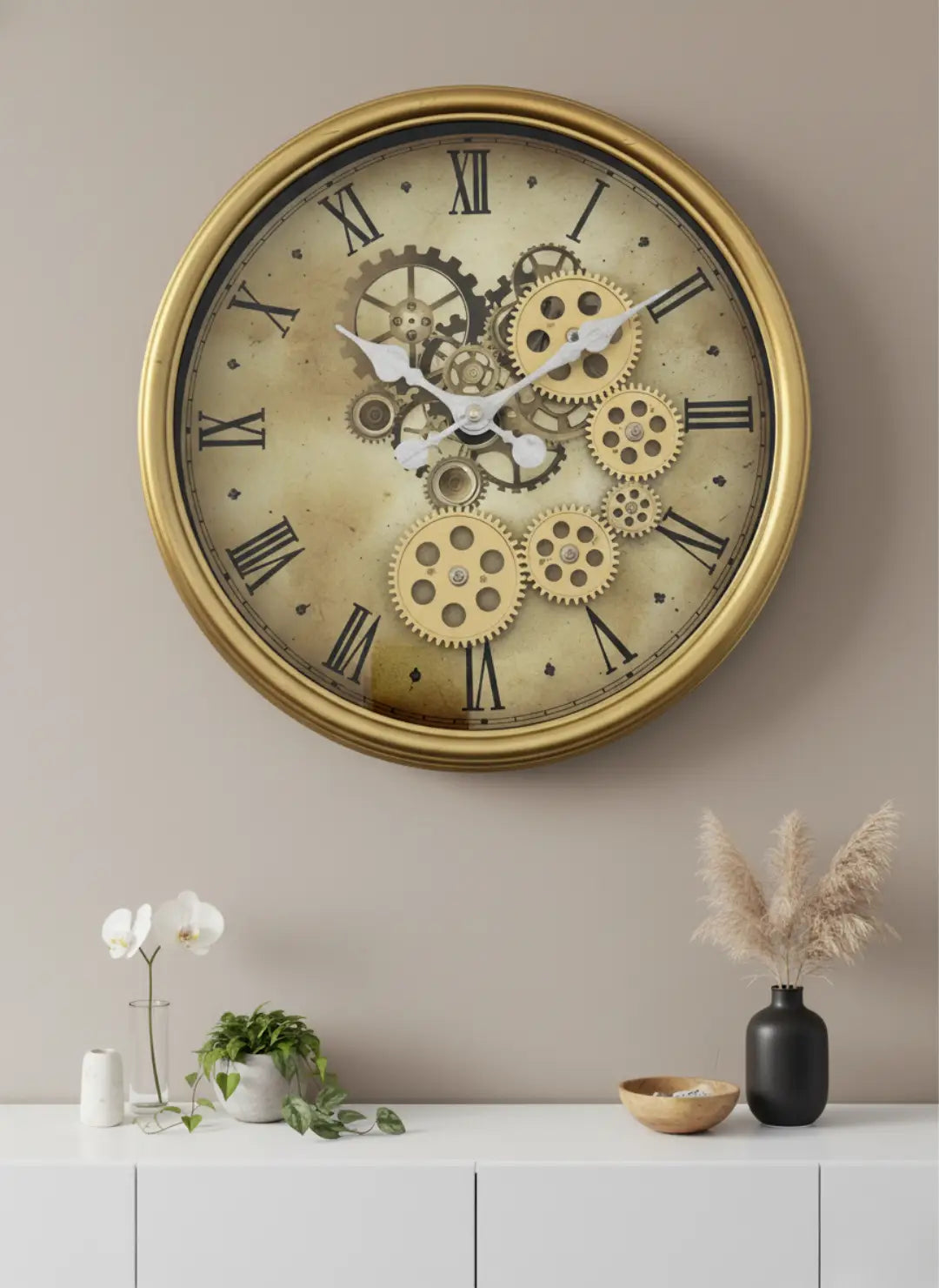 Royal Gold Moving Gear Wall Clock
