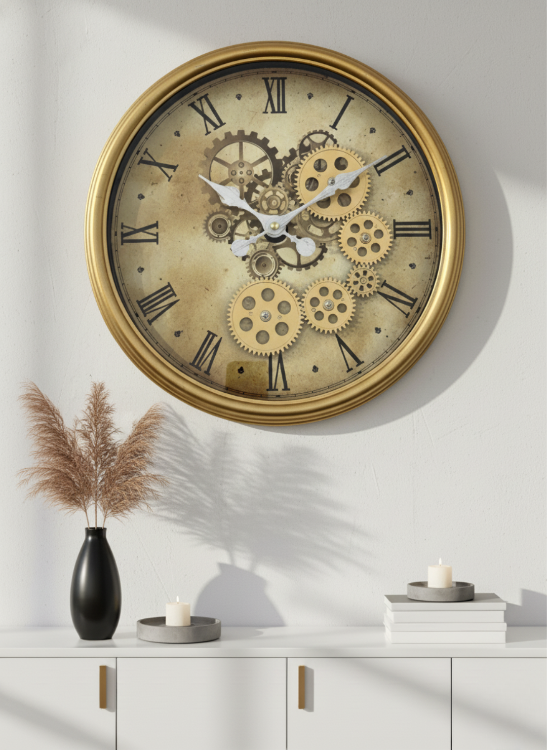 The Antique Velora Time Luxury Designer Wall Clock For Living Room With Moving Gear Mechanism Buy Wall Clock Online
