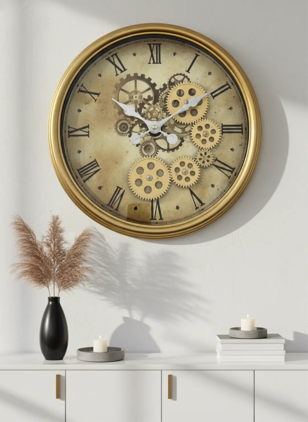 Royal Gold Moving Gear Wall Clock