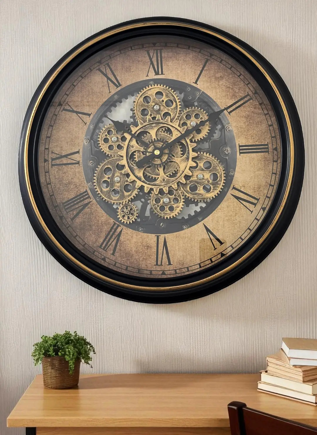 Antique Bronze Moving Gear Wall Clock – Dekorspot