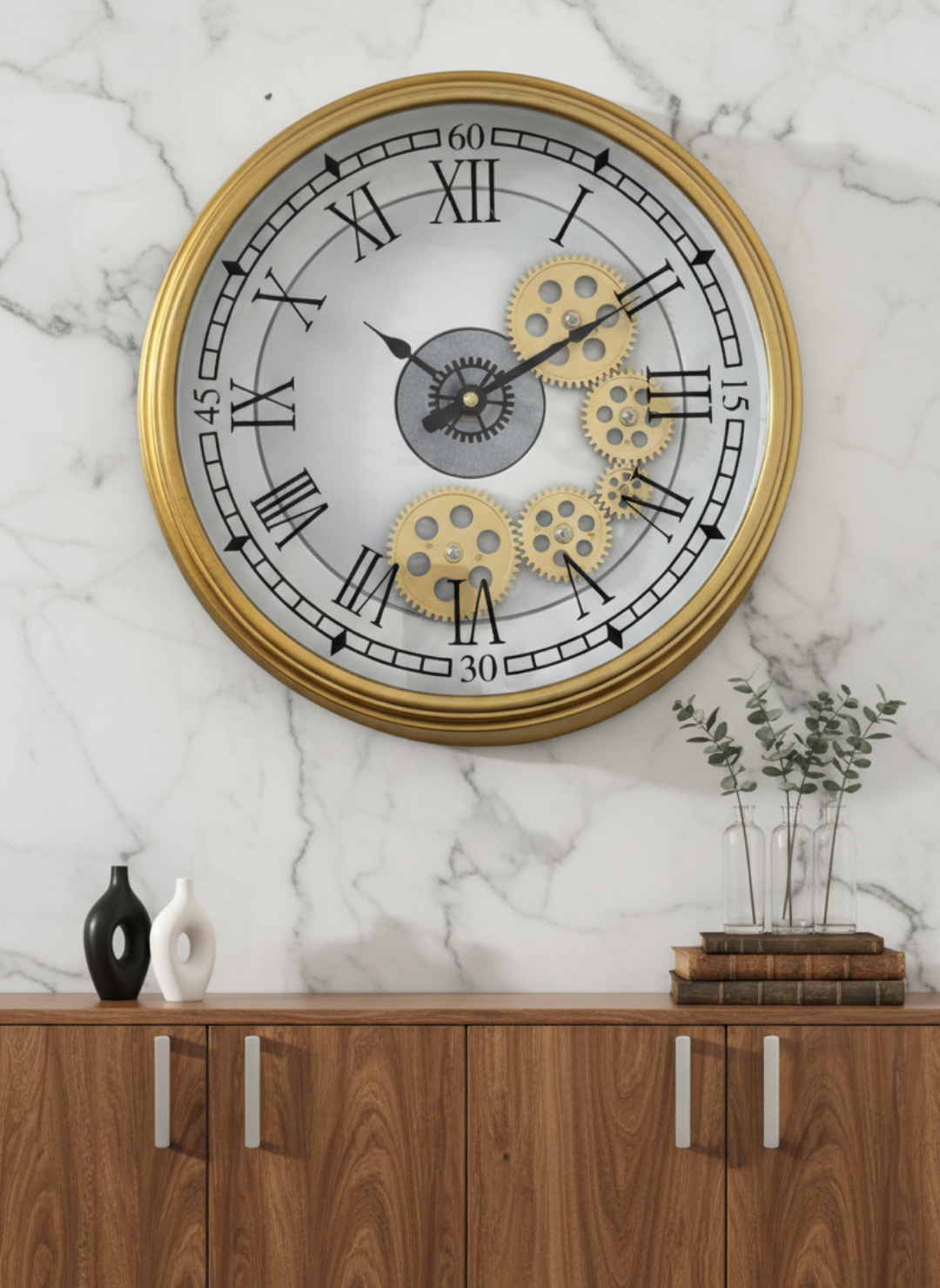 The Chrono Verse Luxury Designer Wall Clock For Living Room With Moving Gear Mechanism Buy Wall Clock Online