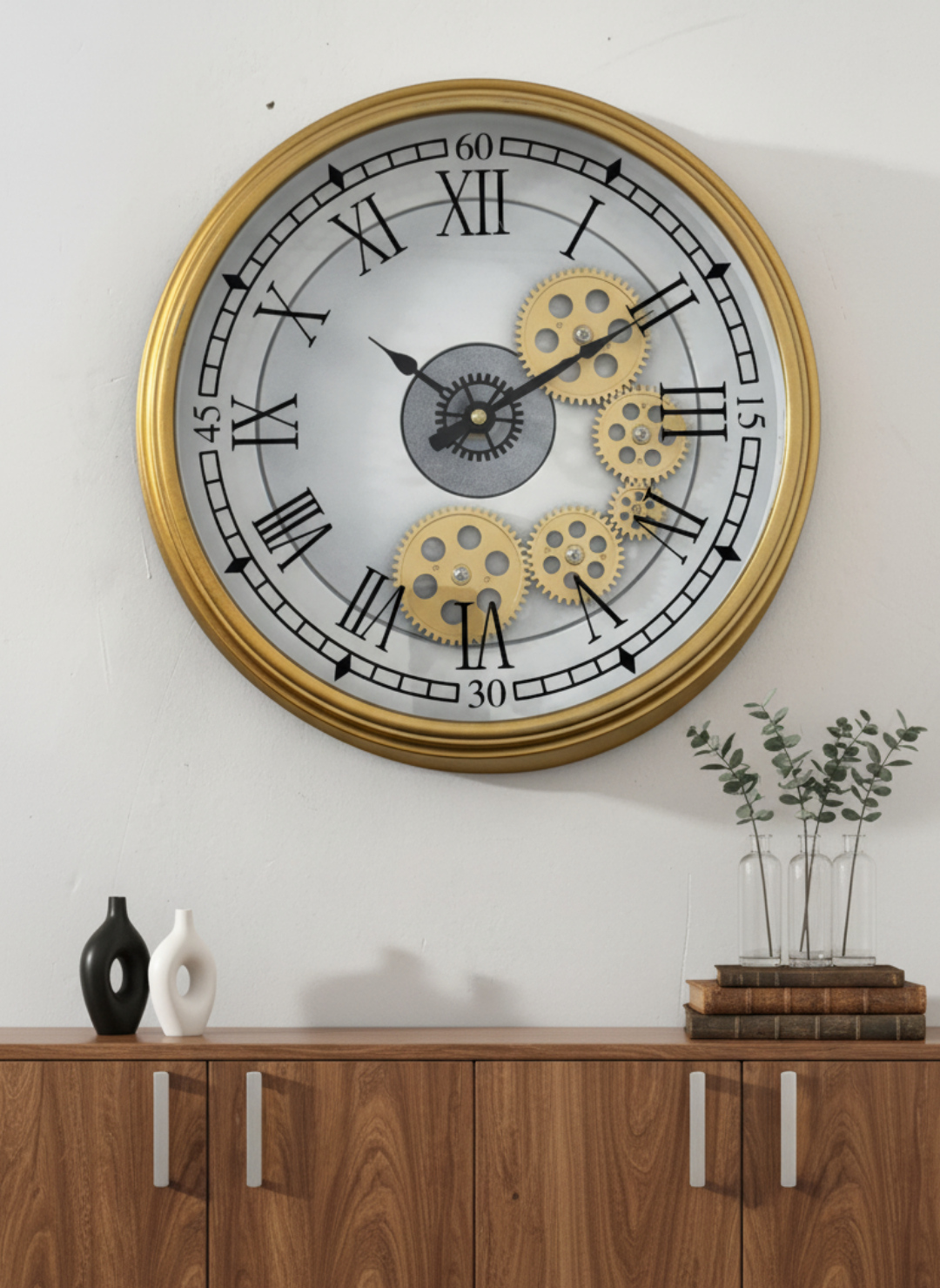 The Chrono Verse Luxury Designer Wall Clock For Living Room With Moving Gear Mechanism Buy Wall Clock Online