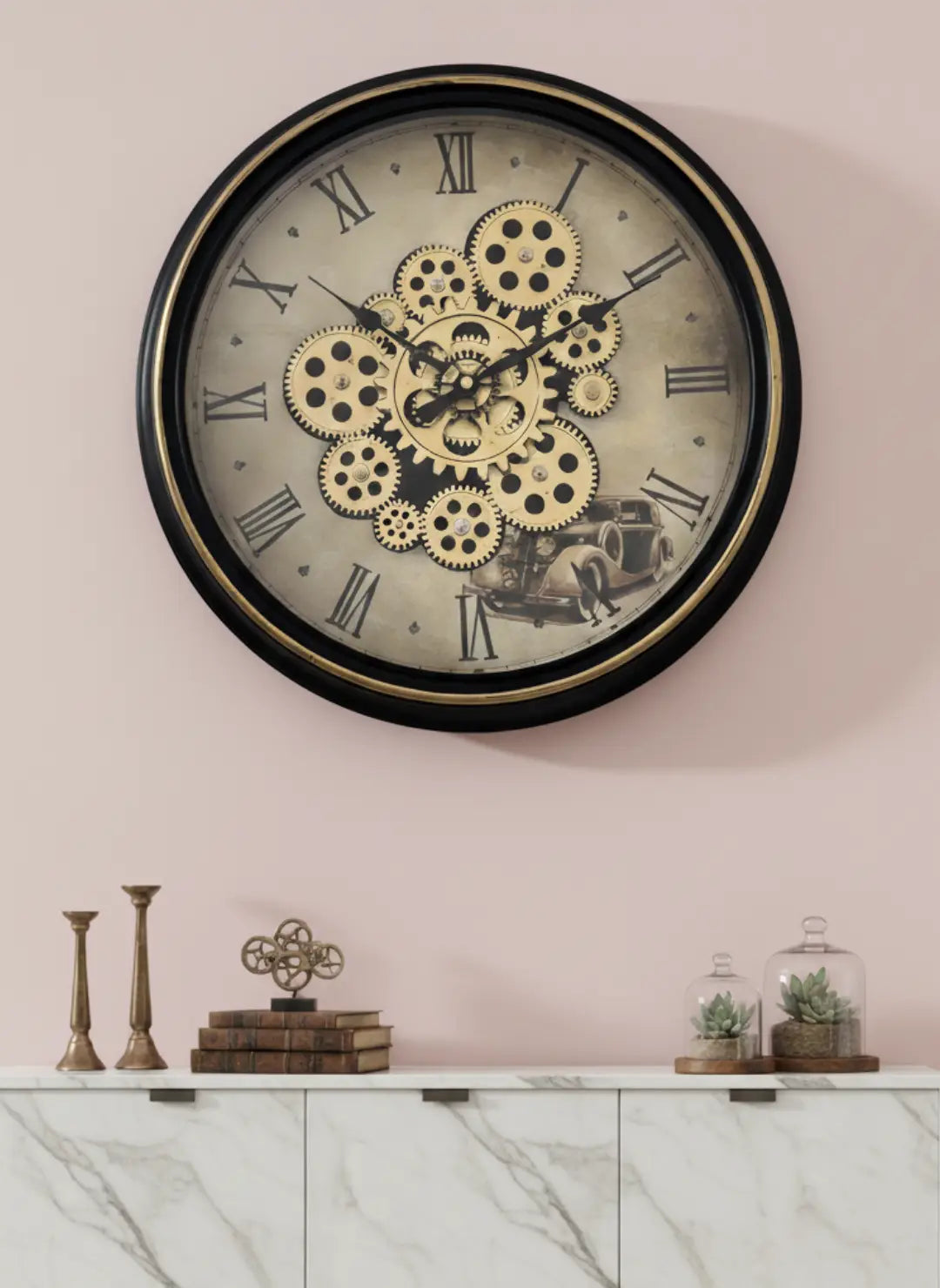 Retro Car Theme Gear Wall Clock
