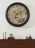 The Vintage Wheels Luxury Designer Wall Clock For Living Room With Moving Gear Mechanism Buy Wall Clock Online