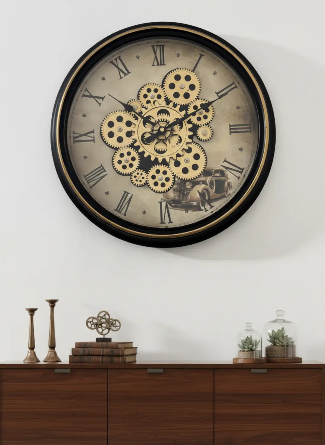 Retro Car Theme Gear Wall Clock