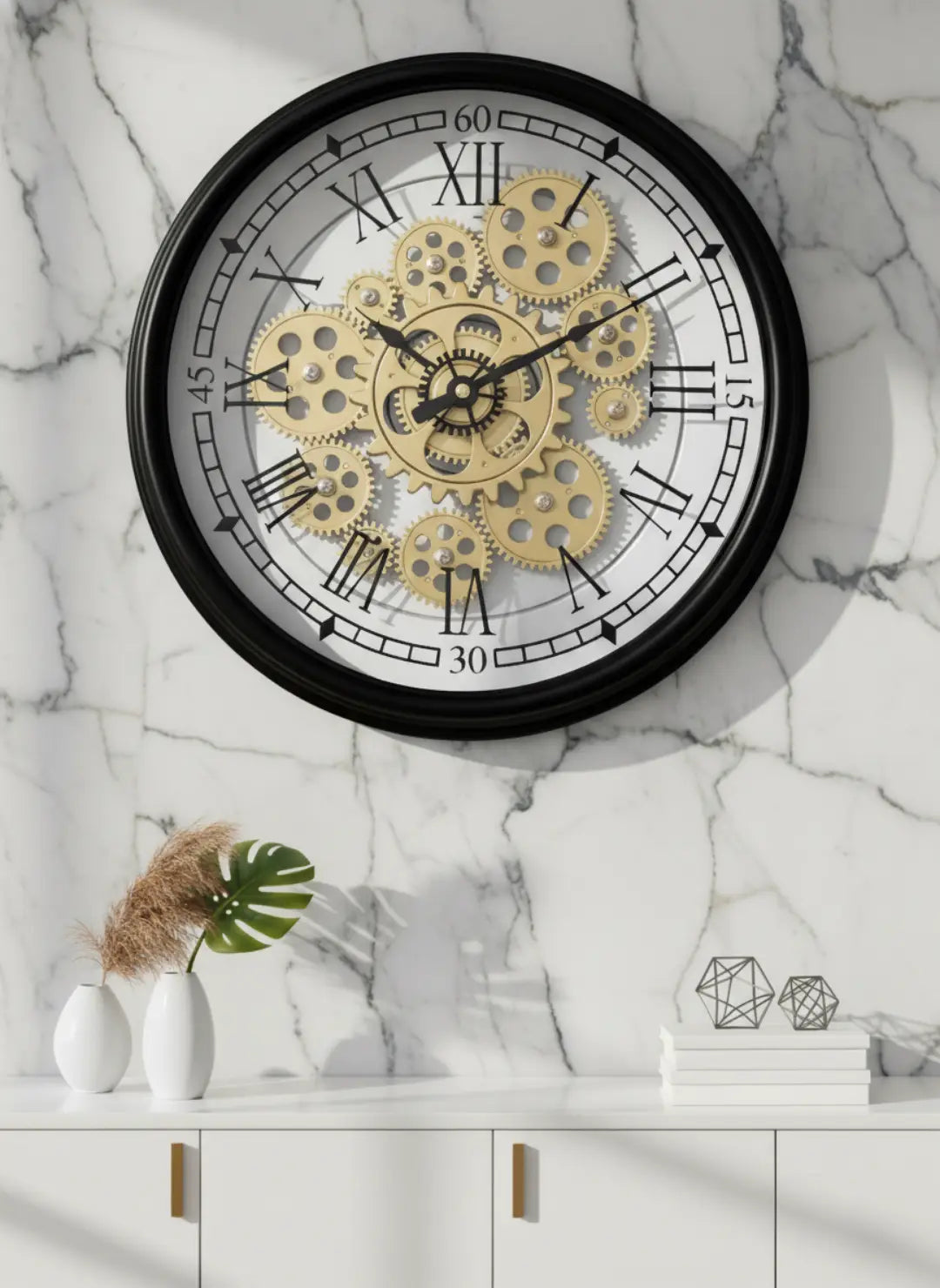 Vintage Rotating Moving Gear Wall Clock