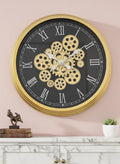 Royal Black & Gold Moving Gear Wall Clock
