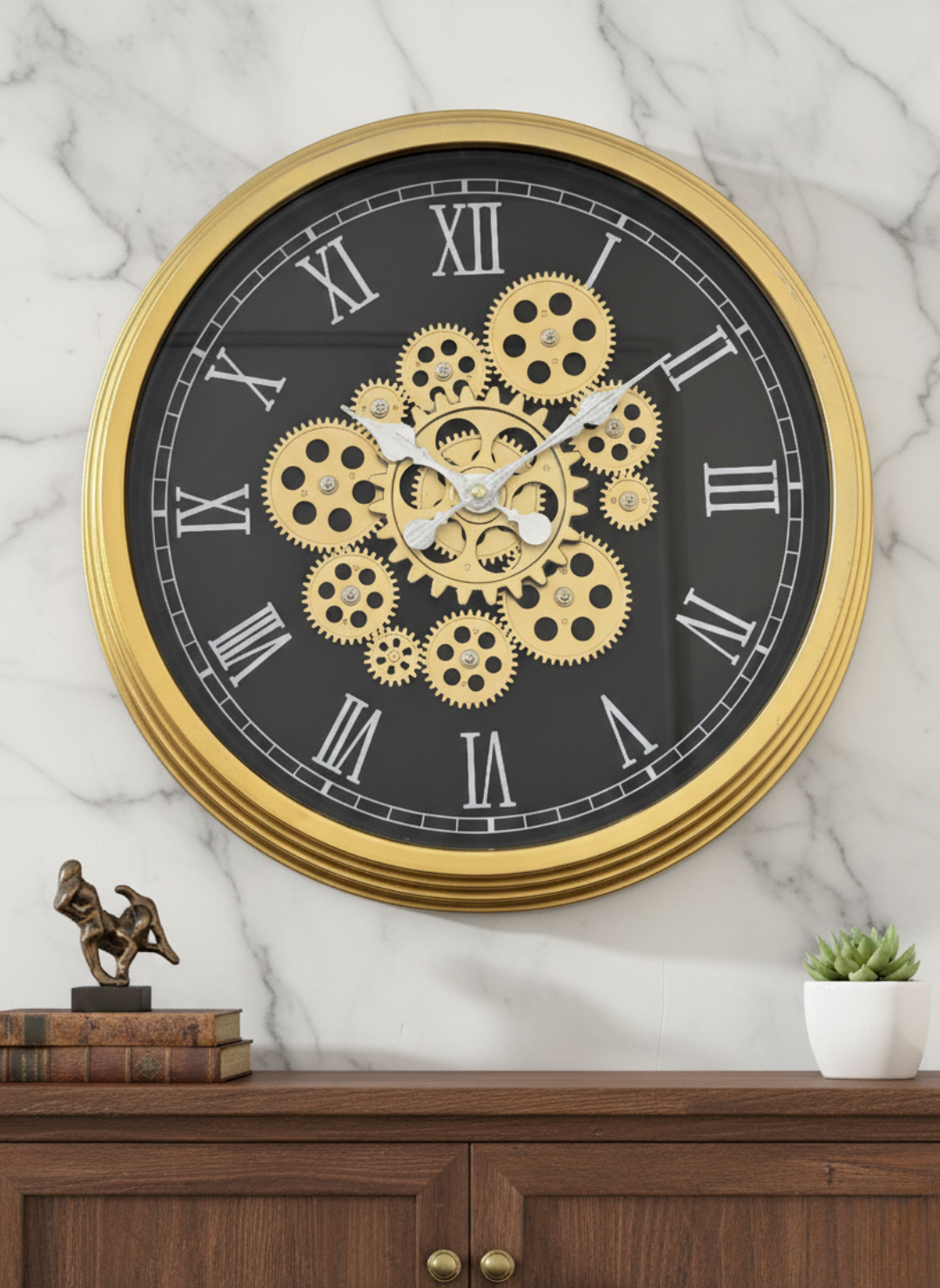 Enchanted Motion Luxury Designer Watches Wall Clock For Living Room With Moving Gear Mechanism Buy Wall Clock Online