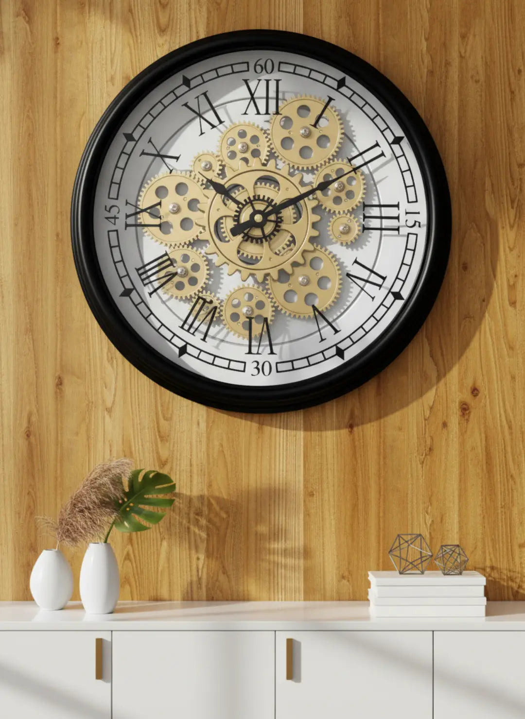 Vintage Rotating Moving Gear Wall Clock