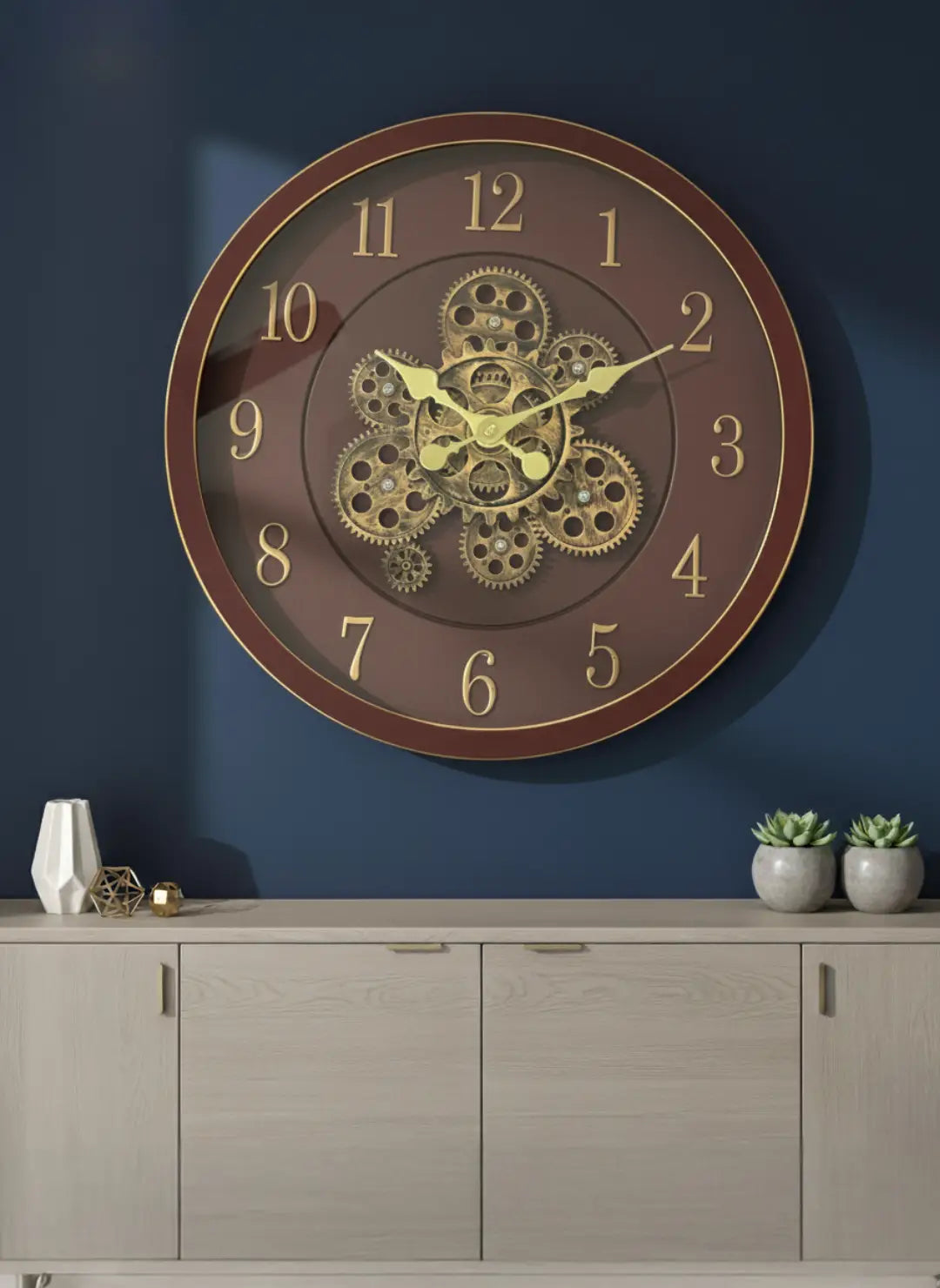 Luxury Brown Moving Gear Clock