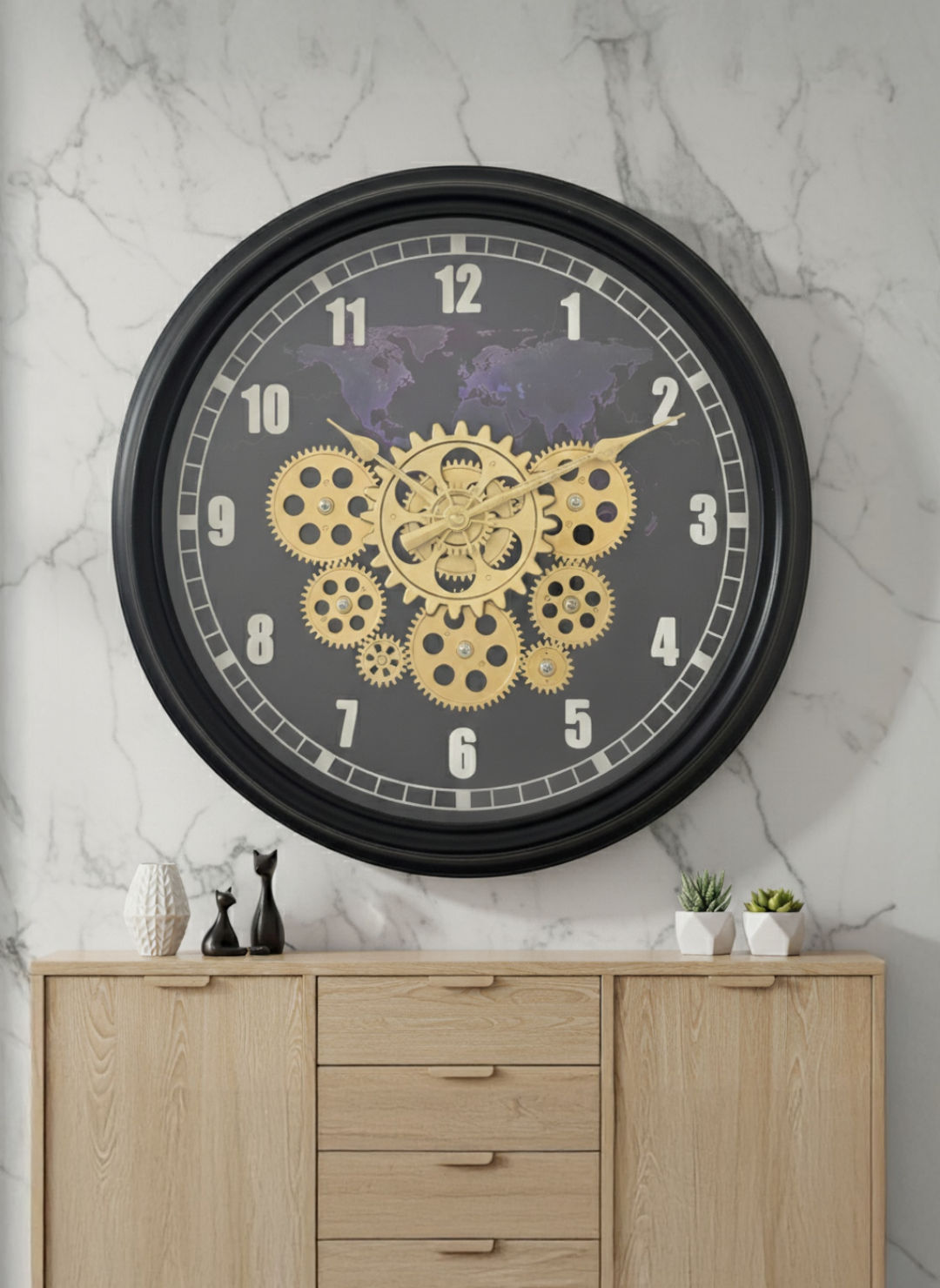 The Globe of Time Luxury Designer Wall Clock With Moving Gear Mechanism Buy Wall Clock Online