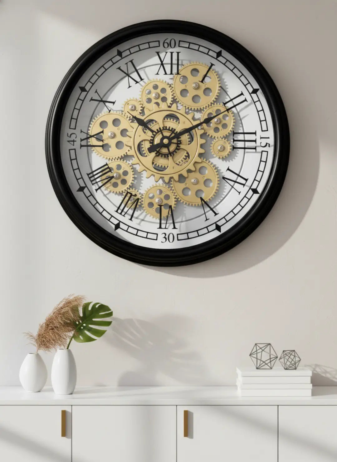 Vintage Rotating Moving Gear Wall Clock