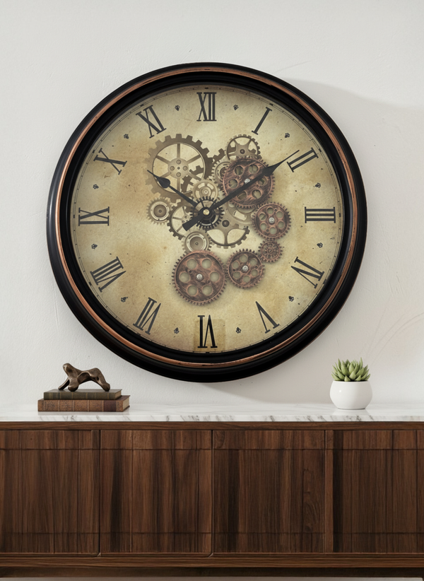 The Luxe of Europe Antique Luxury Designer Wall Clock With Moving Gear Mechanism Buy Wall Clock Online