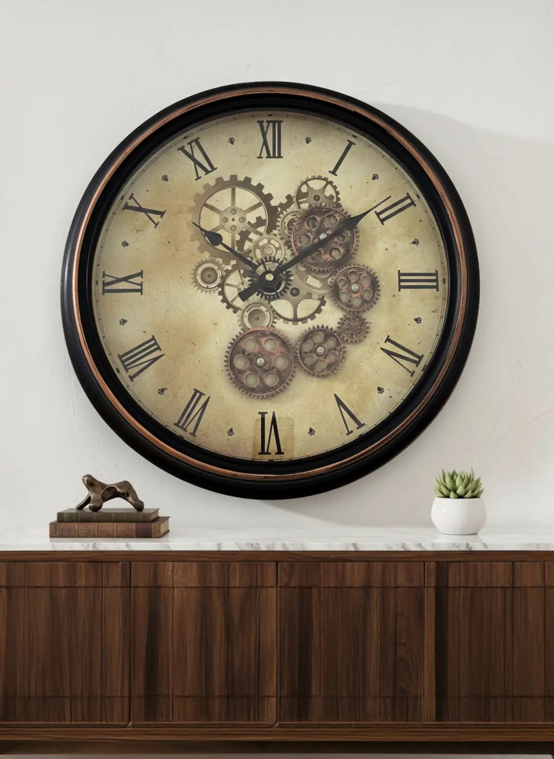 Classic Industrial Roman Gear Clock