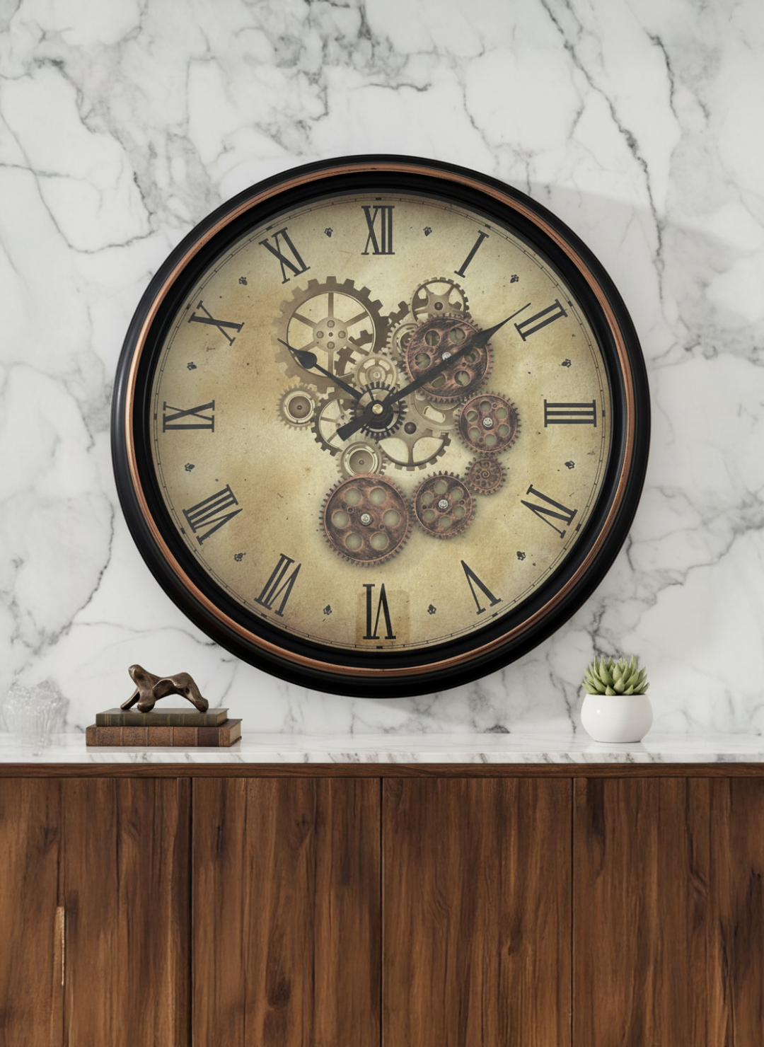 The Luxe of Europe Antique Luxury Designer Wall Clock With Moving Gear Mechanism Buy Wall Clock Online