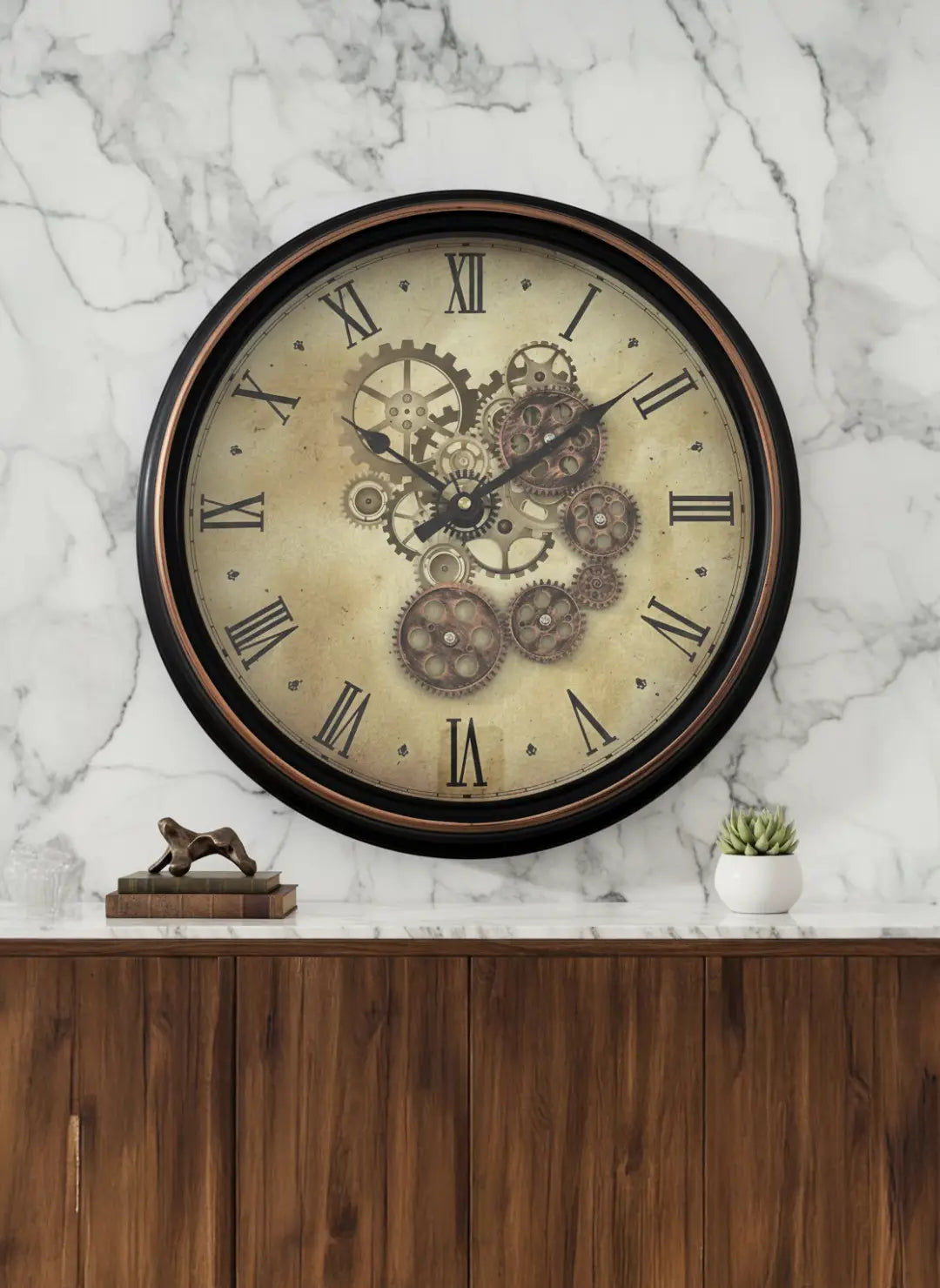 Classic Industrial Roman Gear Clock