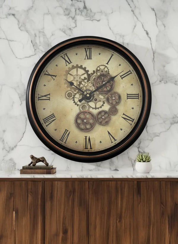 Classic Industrial Roman Gear Clock