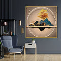 Golden World of Peace Framed Crystal Glass Painting