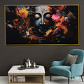 Buddha in Blooms Framed Crystal Glass Painting