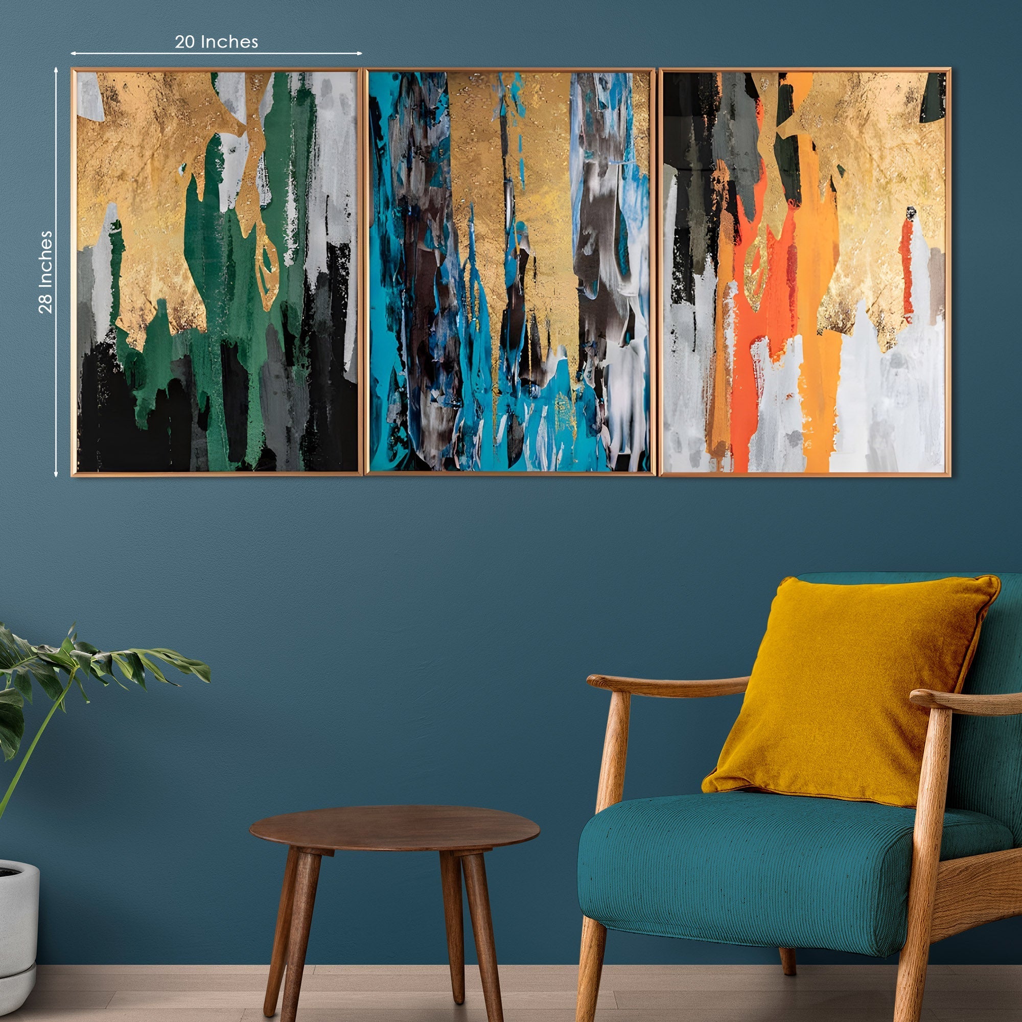 Modern Abstract Expression – 3-Piece Framed Crystal Glass Wall Art Set