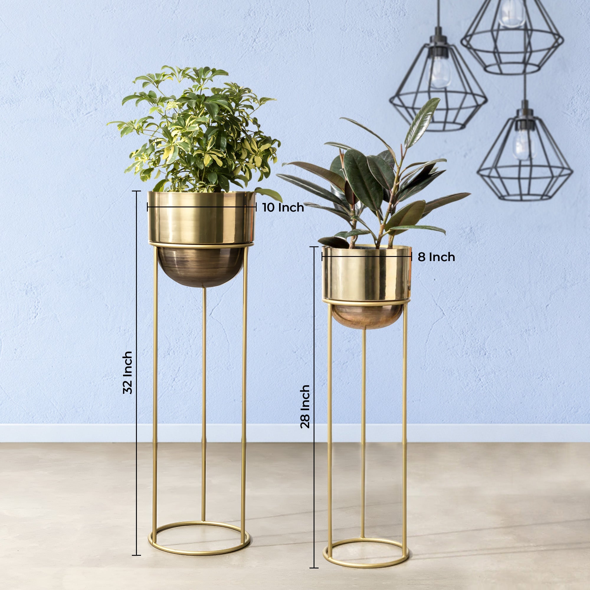 Modish Golden Finish Planters Set of 2