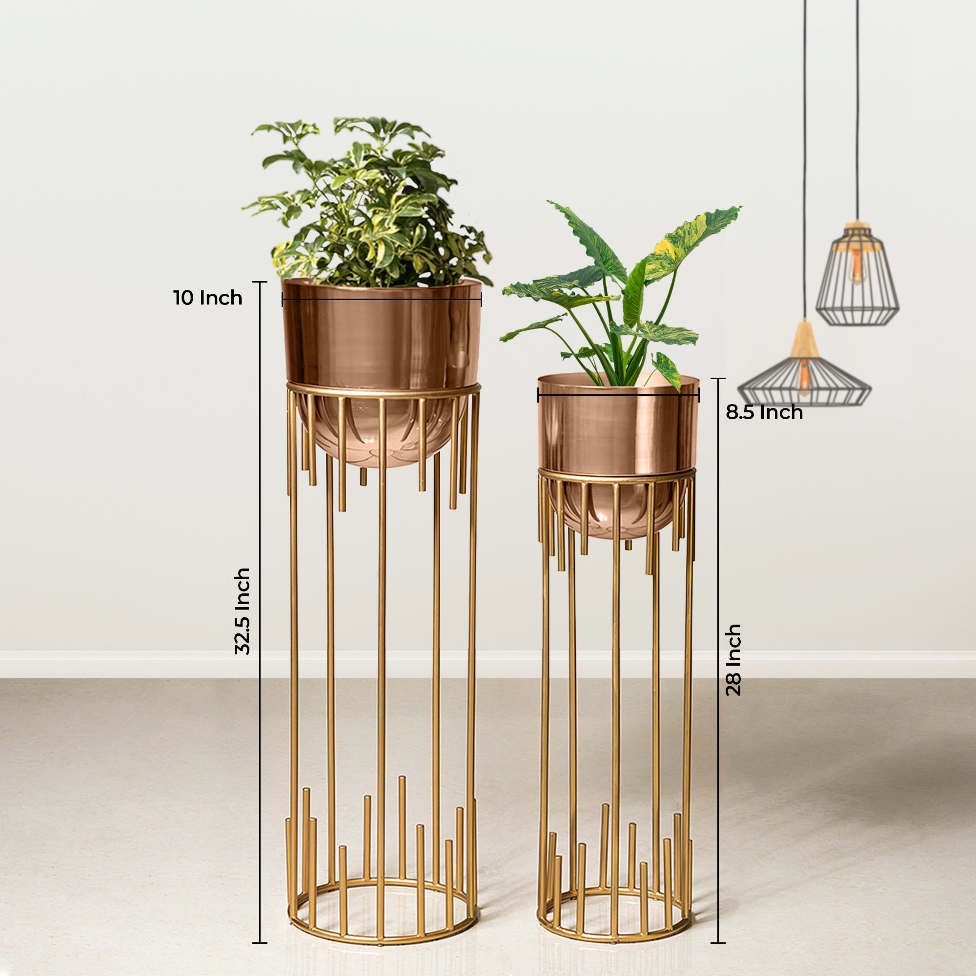 Dripping Luxury Metal Rose Gold Finish Planters Set of 2