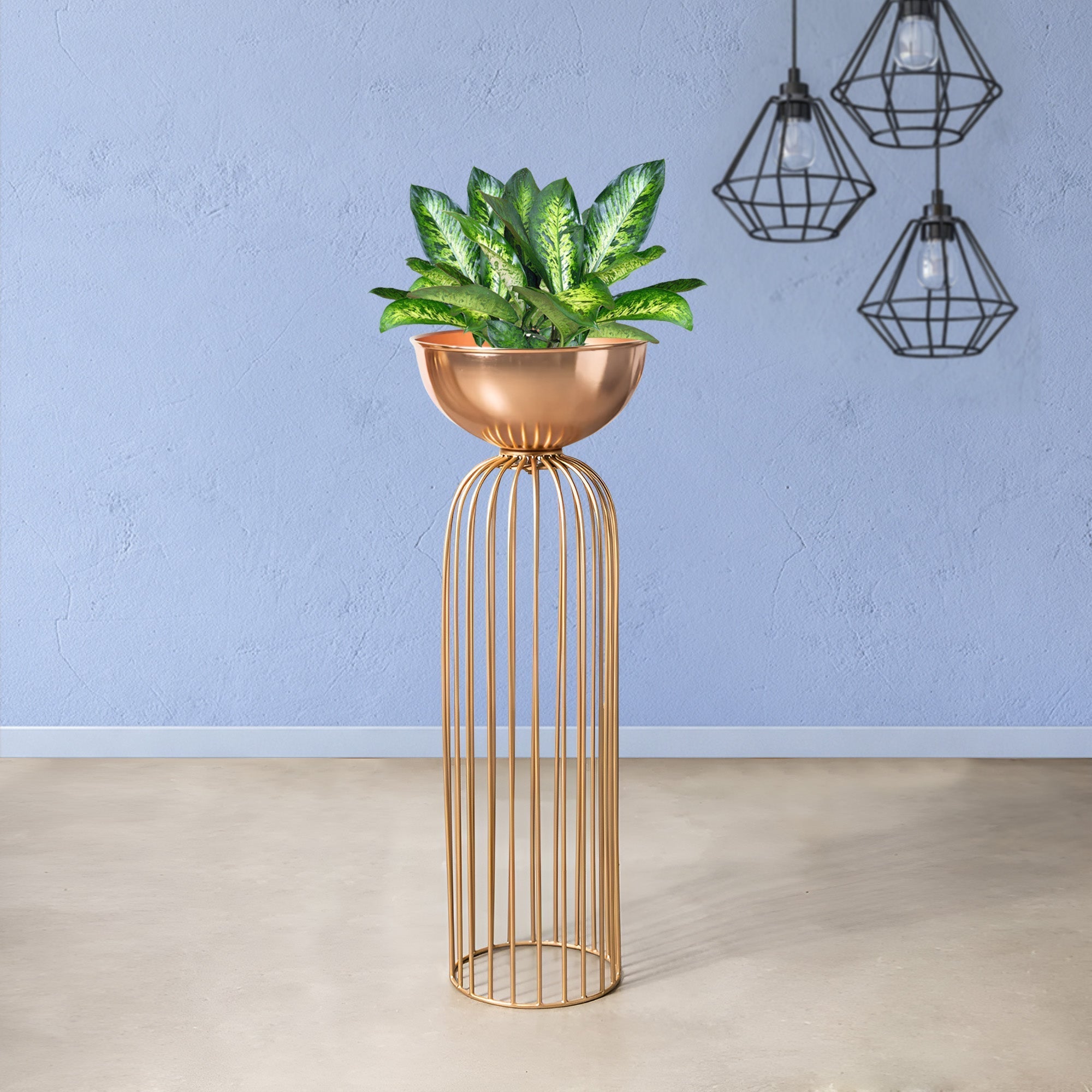 Urban Zen Gold Stand & Rose Gold Pot - Large Size Planter
