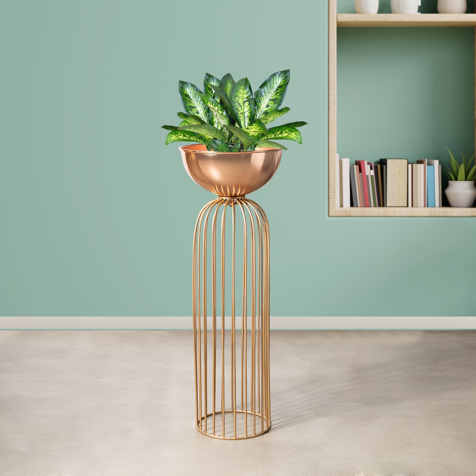 Urban Zen Gold Stand & Rose Gold Pot - Large Size Planter