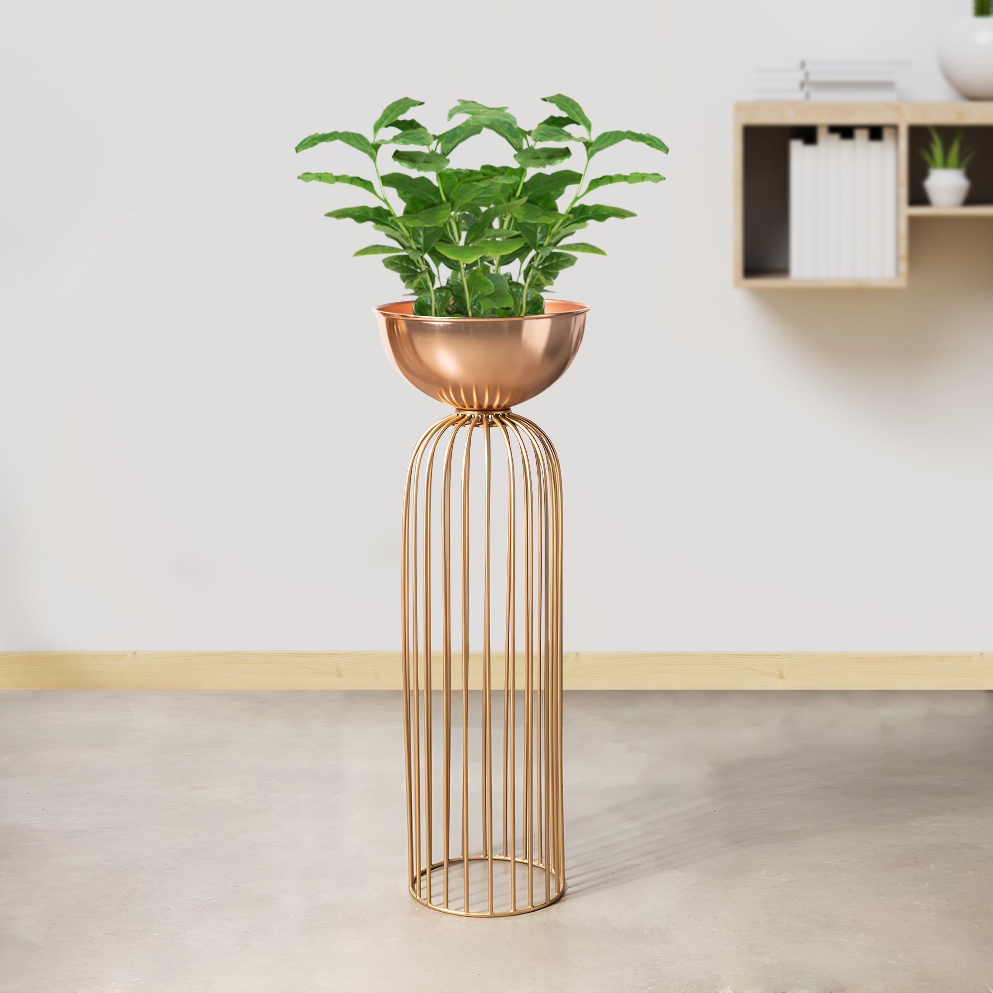 Urban Zen Gold Stand & Rose Gold Pot - Medium Size Planter