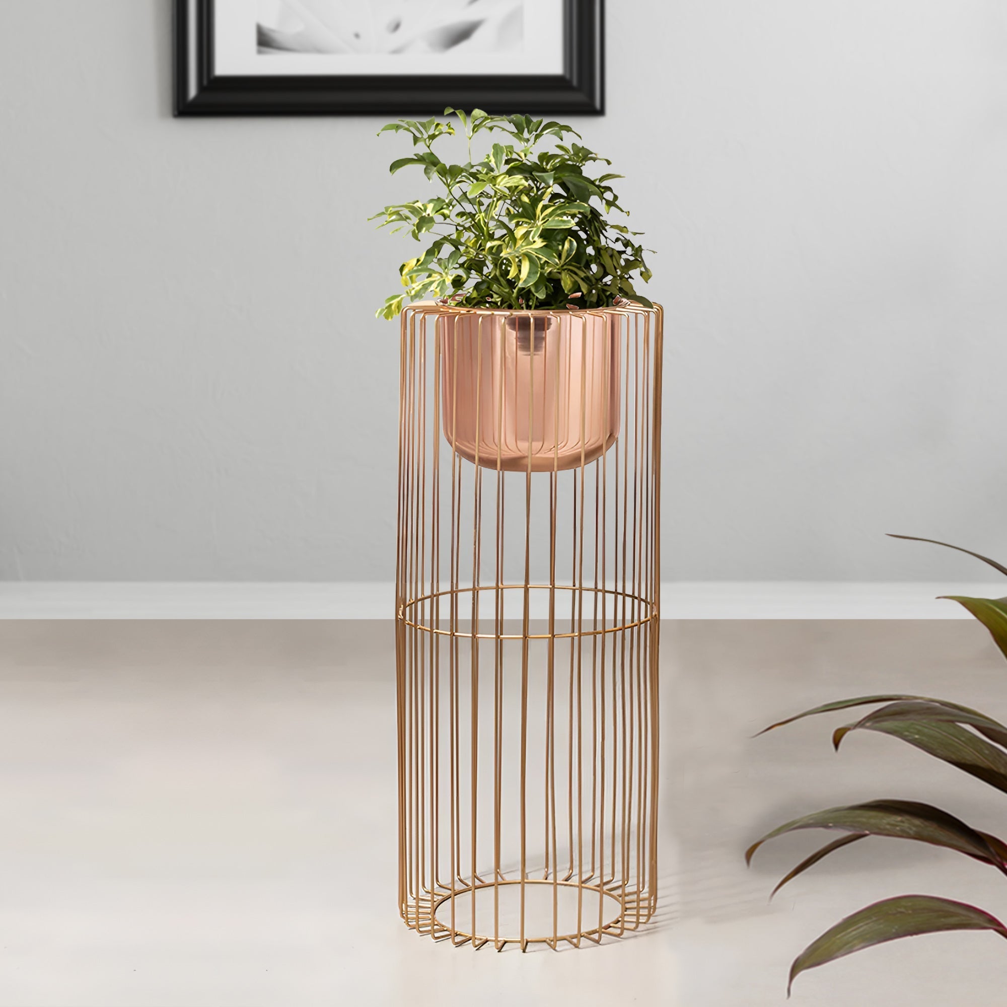 Botanic Couture Gold Stand & Rose Gold Pot - Large Size Planter