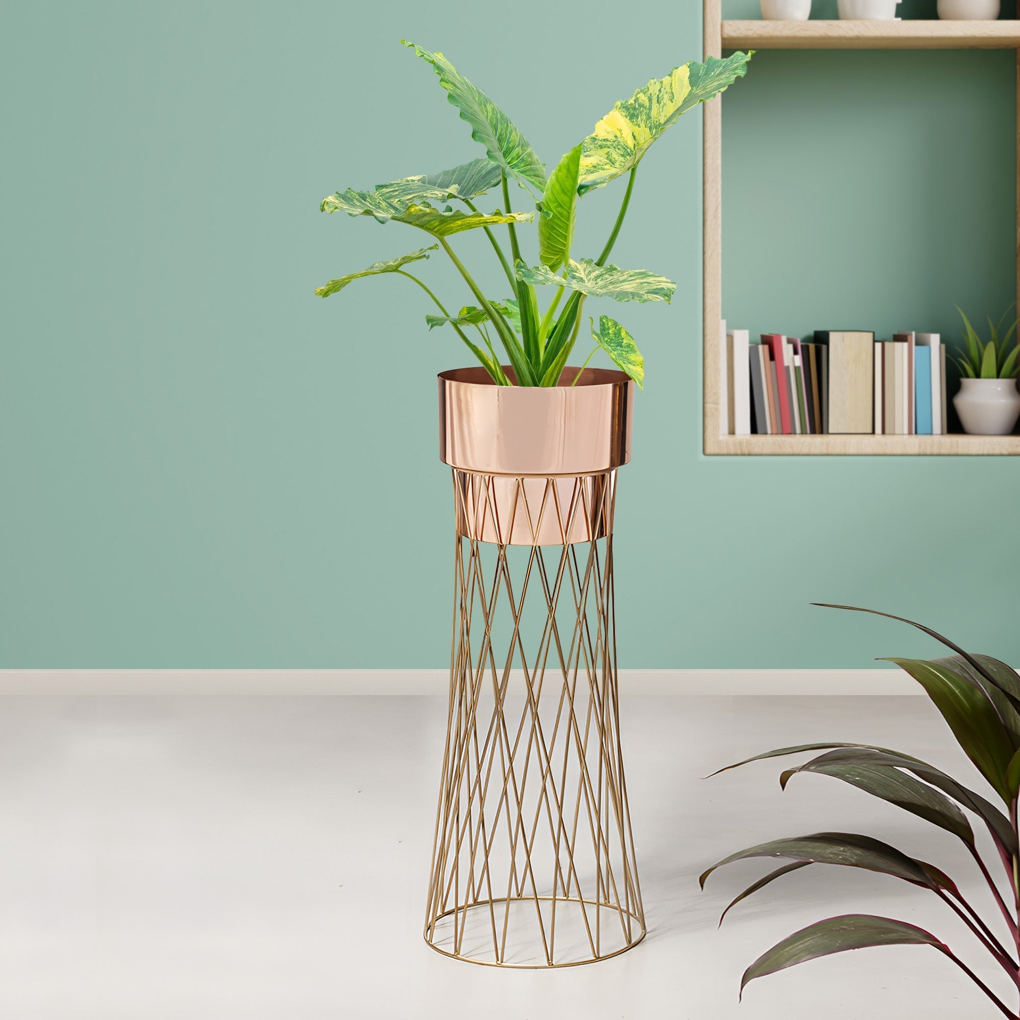 Zen Botanics Gold Stand & Rose Gold Pot - Large Size Planter